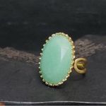 Stella & Dot  Retired Camilla Green Stone Gold Adjustable Ring Photo 10