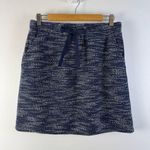 Loft Ann Taylor Blue White Ivory Skirt Knit Boucle Tweed Elastic Drawstring New Photo 0