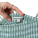 Reformation  gemini smocked ruffle gingham mini dress green Photo 5