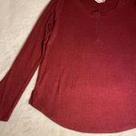 Pink Rose Crimson Red Ribbed Long Sleeve Tee Small Photo 4