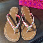 Tory Burch Terra Thong Red and White Primrose Floral Sandals Photo 2