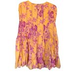 Free People Sully Tunic / Mini Dress Purple Orange Yellow Floral Printed Shift Photo 9