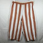 Madewell  Orange White‎ Striped Huston Pull On Crop Wide Leg Pants Photo 4