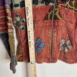 Rising International Jacket Womens Large Red Boho Floral Patchwork Zip Hoodie Photo 6