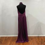 Mac Duggal 11636 Pleated Halter Neck Satin Gown in Plum Size US 12 Photo 6