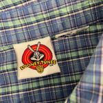 Looney Tunes VTG Shirt Women L Blue Plaid Tweety 3/4 Sleeve Button Front Photo 2
