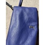 Juicy Couture Blue Faux Leather Pouch Wristlet Wallet Clutch Purse Black Lining Photo 14