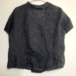 Flax  Button Up Shirt 100% Linen Short Sleeve Lagenlook Box Fit Black Medium Photo 4