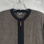 Dylani Knitwear Cardigan Womens XS Brown Black Zip Front‎ Textured Knit Classic Photo 4