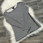 White House | Black Market Navy and White Striped Long Sleeve Shirt Photo 2