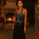 PARTYTIME Black MANY RHINESTONES Sz 16 Gown Prom Party Pageant Turquoise Photo 13