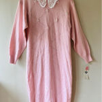Maggie Lawrence Sz L Vintage Retro Pastel Pink Collared Sweater Dress Maxi Size L Photo 0