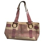 Salvatore Ferragamo Ferragamo White Leather & Pink Gancini Satchel, Vintage Photo 1