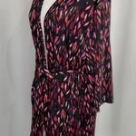 5 TWO 3 New Robe Cardigan Lightweight Knit Kimono Jacket Black Pink Photo 4