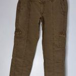 Sundance NWT  P12 Brown Linen Cotton Pants Embroidered Waistband Cargo Pants‎ Photo 0
