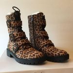 Jessica Simpson Leopard Print Kirlah Buckle Strap Lug Sole Combat Boots … Photo 5