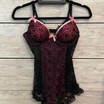 Victoria's Secret  black and pink lace baby doll size 36b Photo 0