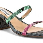 Steve Madden Issy Strappy Block Heel Sandal Multicolor Snakeskin Print Sz 9.5 M Photo 0