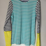 Lands' End  Small Tall‎ Blue White Stripe Long Slim Swim Shirt Rash Guard Photo 0