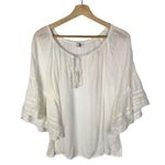 Lucky Brand White Swiss Dot Layered Short Sleeve Blouse S Photo 0