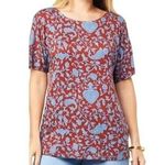 Diane Gilman Printed Jersey Knit Dolman-Sleeve Top Multicolor Boatneck 3X #1289 Photo 0