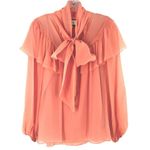 J.Crew NEW/NWT  Collection Salmon Silk Chiffon Tie-Neck Blouse Size XS Photo 1