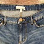 Loft  Distressed Denim Skirt Front Slit Frayed Hem Boho Size 4 100% Cotton Photo 1