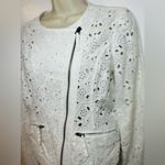 Lucky Brand Women's White Eyelet Moto Jacket, Size S Asymmetrical Zip Photo 2