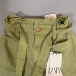 ZARA  Paperbag Shorts Size 2 Sage Green Belted Ladies Photo 3