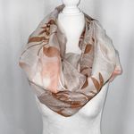 New Butterfly Floral Print Lightweight Infinity Scarf Neutral Brown White Pink Photo 3