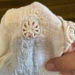 Free People  Desert Sands Cotton Top Ivory Embroidered Floral Beaded Long Sleeve Photo 11