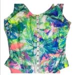 Xhilaration  Tropical One Piece Bathing Suit Neon Vacation Swim Suit size medium Photo 8