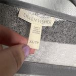 Eileen Fisher White and Grey Organic Linen Stripe Knit Racerback Long Tank XS Photo 3