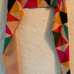 Echo geometric shapes, multicolor, acrylic blend scarf with fringe bottom Photo 0