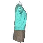 None VINTAGE 80s Seafoam Pastel Green Cap Sleeve Cable Knit Sweater Vest HANDMADE Photo 3