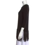 Neiman Marcus Black Cashmere 3/4 Sleeve Fringe Tunic Sweater Photo 2