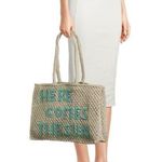 Here Comes The Sun Jute Woven Beach Tote Blue Photo 1