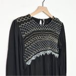 Free People Late Night Picnic Smocked Mini Dress Black Small Dark Romantic Photo 3