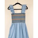 Strut & Bolt  Womens Dress Blue Midi Smocked Ruffle Square Sundress A Line Small Photo 5