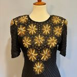 Vintage Jennifer Black & Gold Beaded Cocktail Dress, size small Photo 9