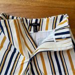 Forever 21 Cream, Navy Blue, White & Mustard Yellow Striped High Waisted Shorts Photo 2