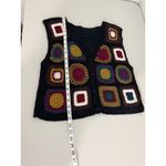 Women's Handmade Crochet Knit Granny Squares Patchwork Vest Tank Top Shirt M/L Black Size M Photo 2