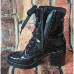 Flexi Boots Womens 7 Bootie Lace Up Side Zip High Block Heel Witchy Goth MINT Black Photo 7