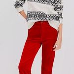 Loft modern straight red corduroy pants superfine gauge sz 4 orangy red Photo 0