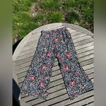 Cynthia Rowley Floral Wide Leg Palazzo Pants Size Small Black White Whimsy Photo 7