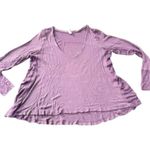 Free People  Waffle Knit V Neck Swing Top Size Large Dusty Purple Photo 0