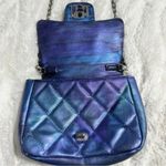 Badgley Mischka  Elegant Blue Quilted Handbag With Pearl Handle wedding formal Photo 8
