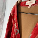 Solitaire Floral Print Faux Suede Cropped Flare Sleeve Long Line Kimono Jacket Photo 3