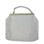 VTG 50s Grande Maison Blanche Beaded Handbag Ivory Pearl Purse Hollywood Glam White Photo 3