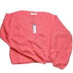 Oneon Pink Hand Knitted Balloon Sleeve Sweater Small‎ New Photo 3